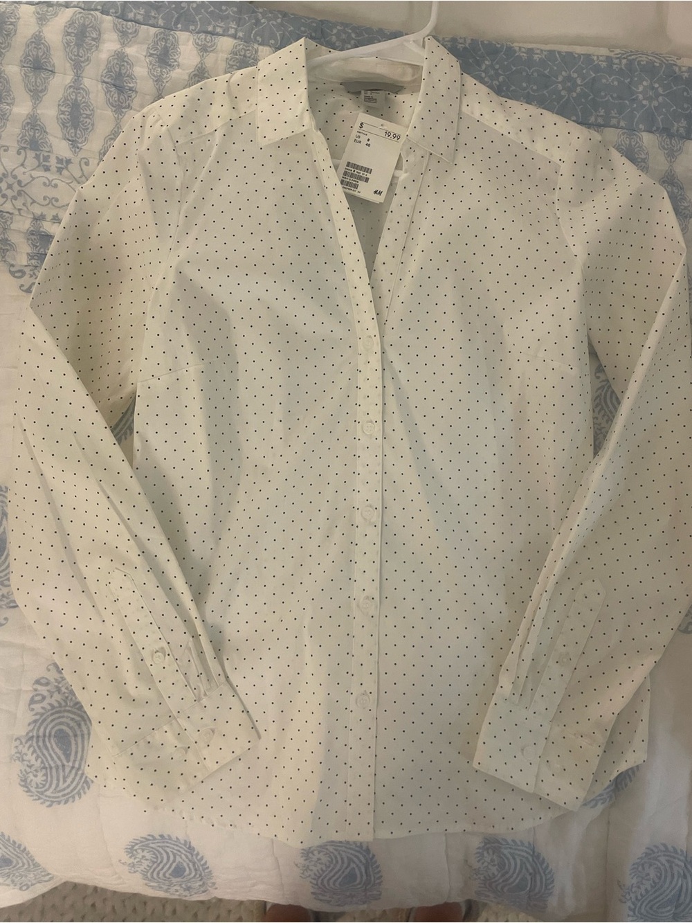 NWT H&M polka dot white dress shirt blouse